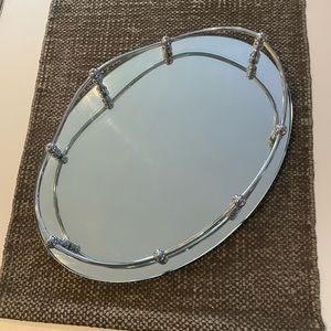 Silver Mirrored Oval Tray